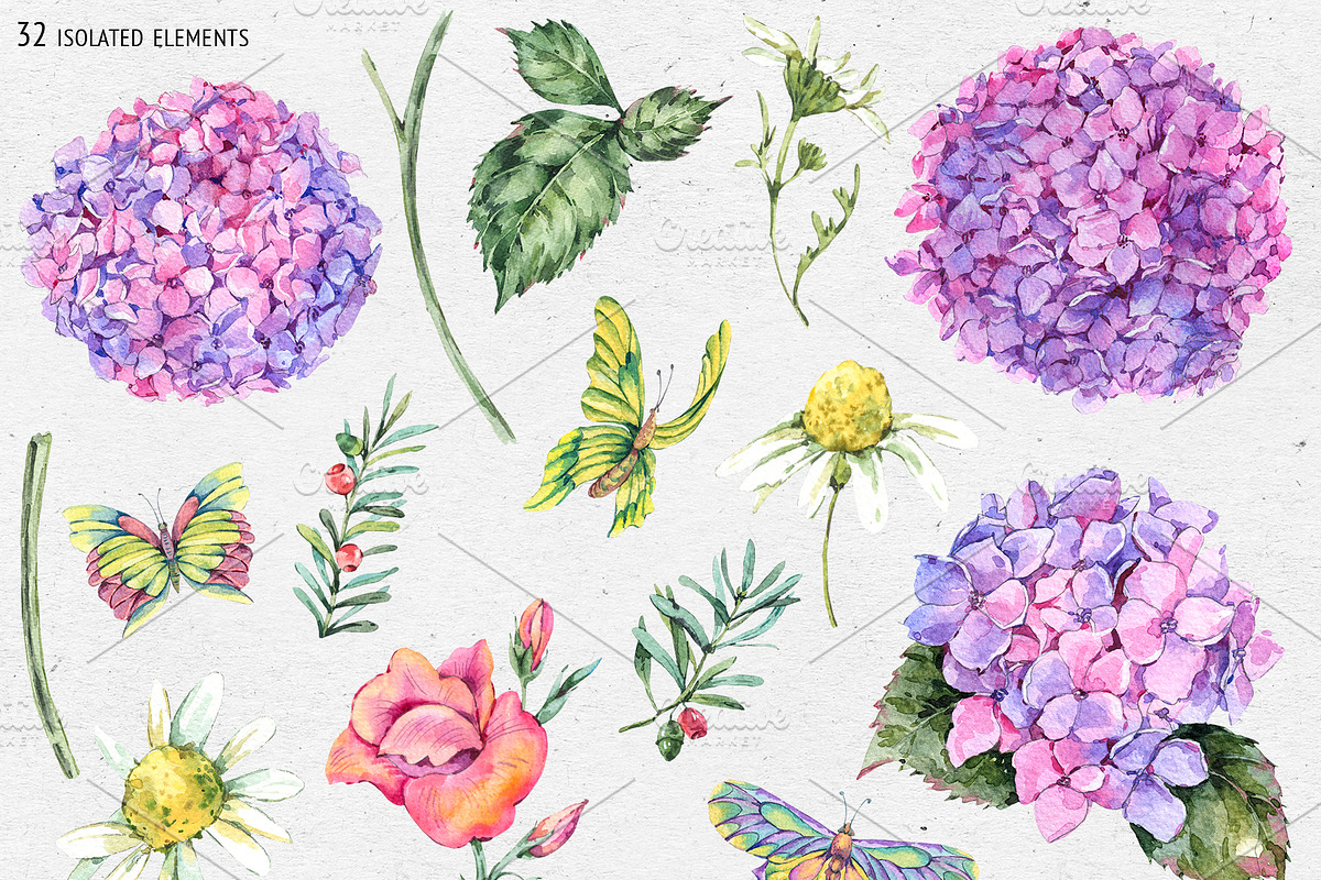 Watercolor Summer Wildflowers, an Illustration by Belusuab (Photo 5 of 13)