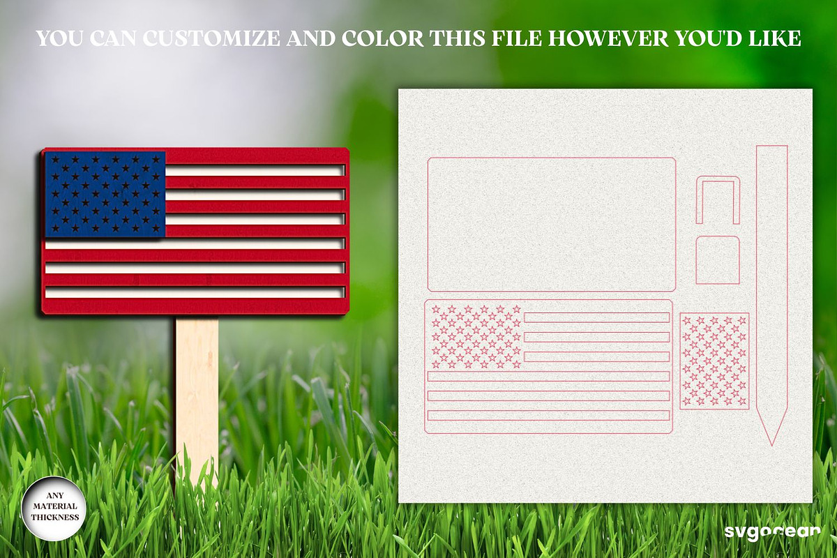 Patriotic Garden Stackes Bundle, a Decorative Illustration by svgocean (Photo 7 of 14)