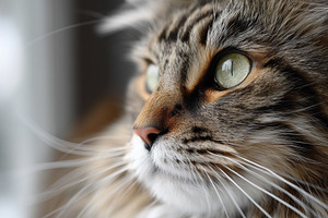 Portrait of a fluffy cat with green, an Animal Photo by MistyDay