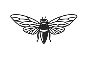 Cicada Beetle Insect Icon On White