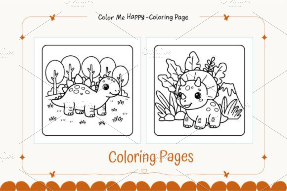 Dinosaur Coloring Pages for Kids, an Animal Illustration by Ink Gallery (Photo 4 of 6)