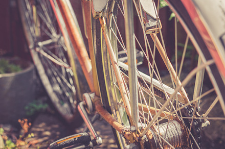 Rusty bicycle containing bicycle, rusty, and wheel, a Transportation Photo by Riho Rannamäe