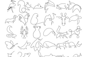 Abstract Animal Line Art Set 1