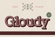 Gloudy 3D, a Serif Font by Craft Supply Co. (Thumbnail 1 of 8)