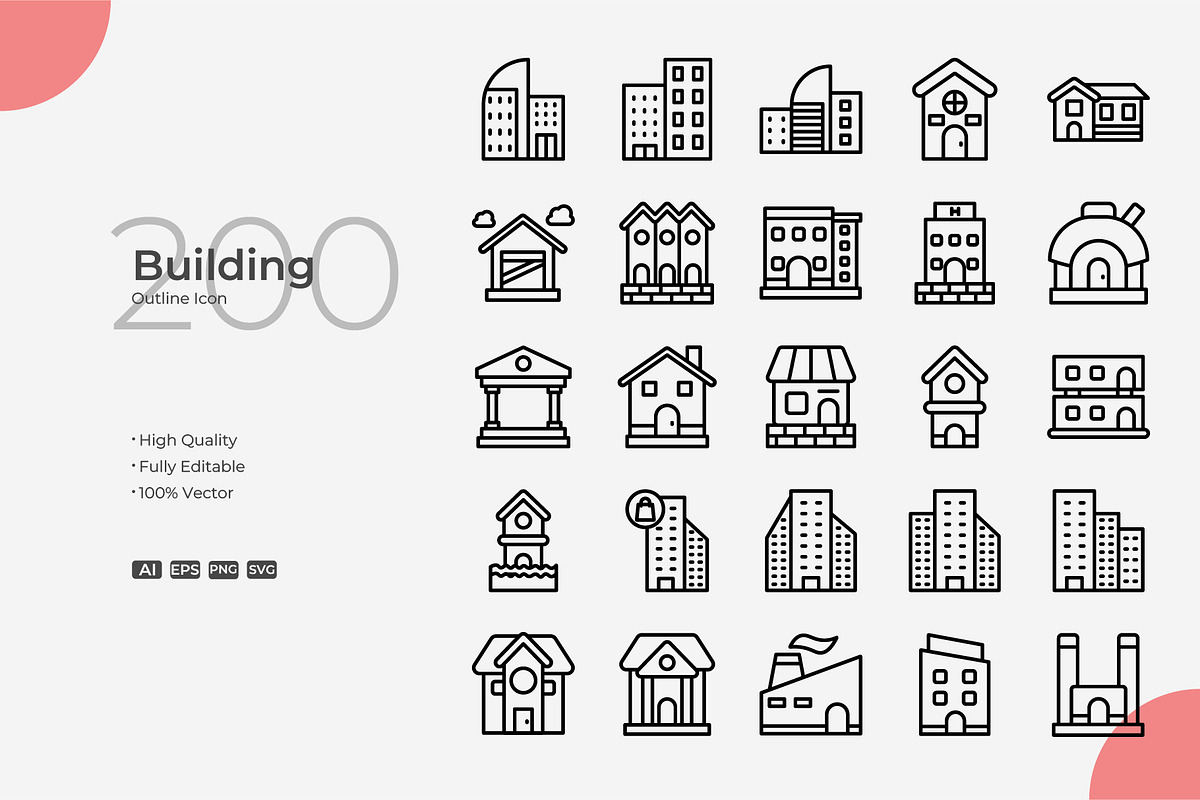 Building Outline Icons, an Icon by Bloodline