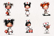Whimsical Nurse Clipart PNG, a Seasonal Illustration by CreationArt (Thumbnail 2 of 5)