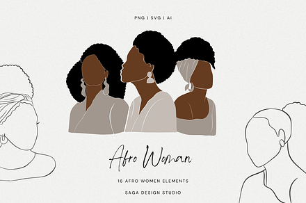Minimal Afro Woman Illustrations