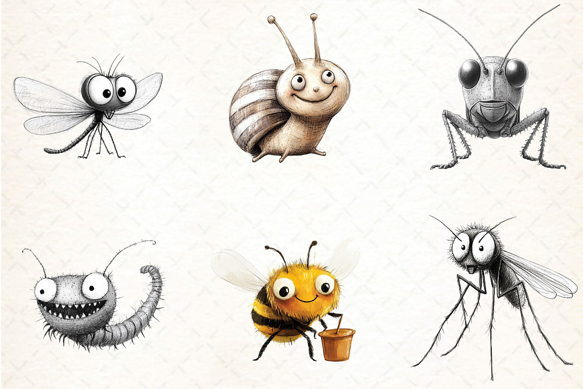 Whimsical Insect Clipart Set, an Illustration by DreamCafeArt (Photo 4 of 7)