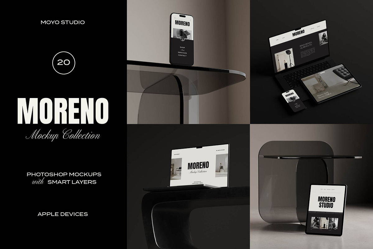 20 MacBook, iPhone, iPad Mockups, an iPhone Mockup by Moyo Studio (Photo 1 of 11)