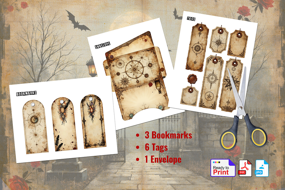 Vintage Halloween Junk Journal Kit, a Background Graphic by Graphic Template (Photo 2 of 3)
