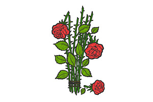 Broken Roses Color Sketch Engraving