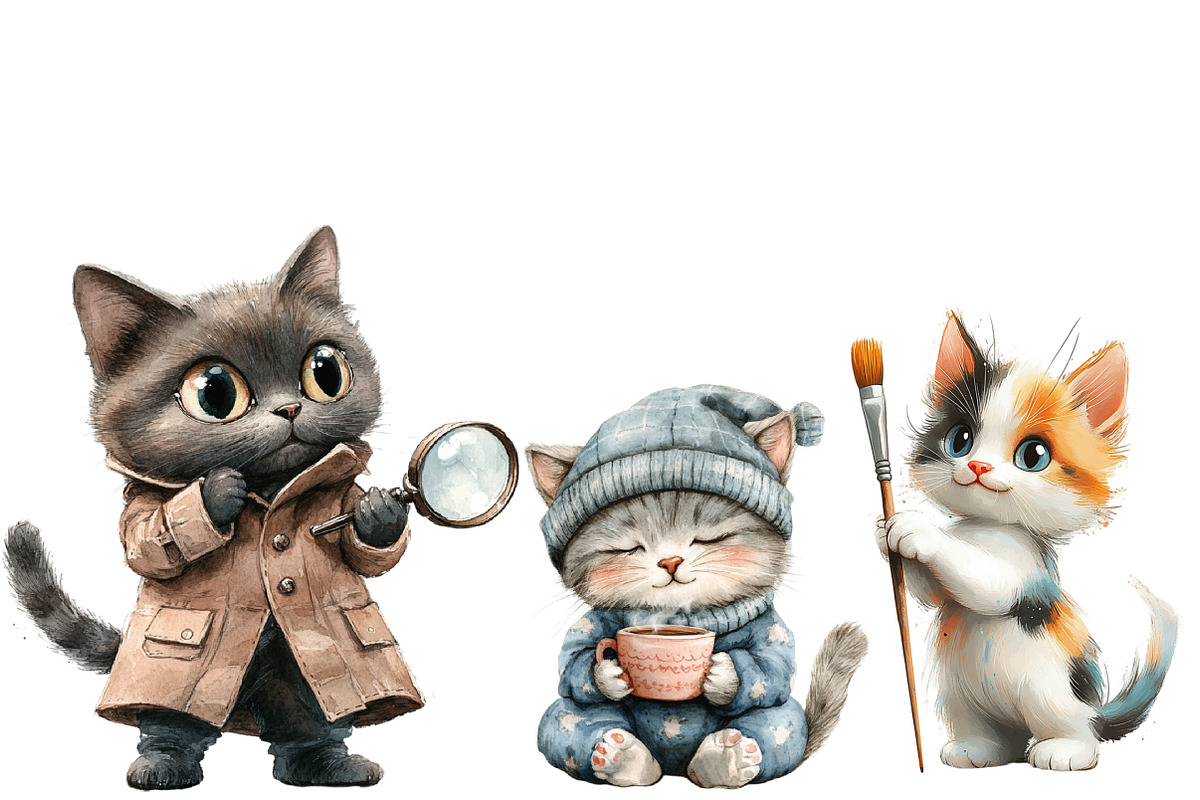 Funny Quirky Cats Clipart, an Illustration by Designworld (Photo 4 of 5)