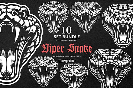 10 Bundle Dark Art Viper Snake Beast, an Animal Illustration by Morspective