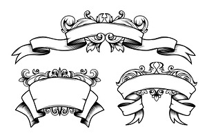 Ribbon banners set with baroque, an Illustration by art PVP - market