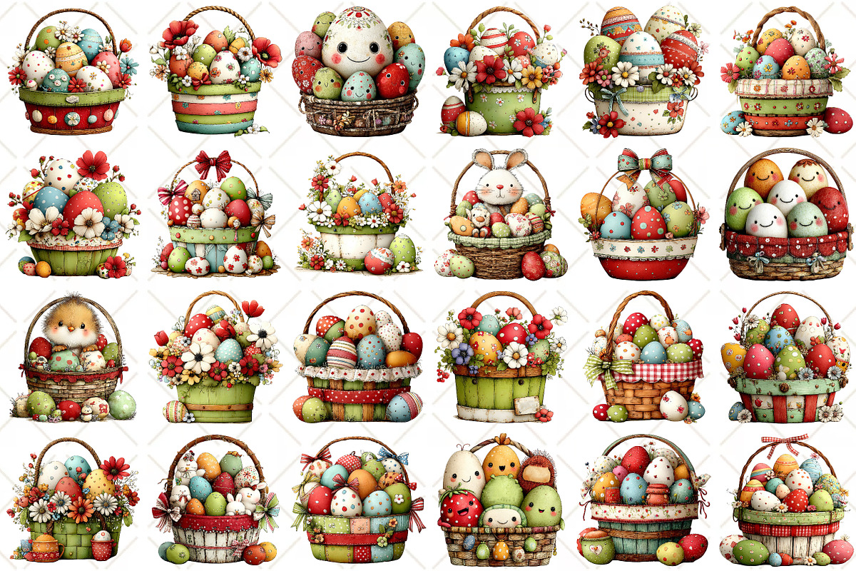 Whimsical Eggs Basket Clipart, an Illustration by Black Bird Studio (Photo 2 of 5)