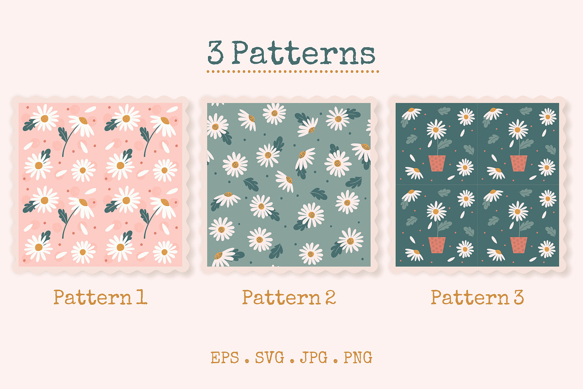 Daisy Floral Patterns & Wall Art, a Pattern Graphic by Nina Bered Illustration (Photo 3 of 4)