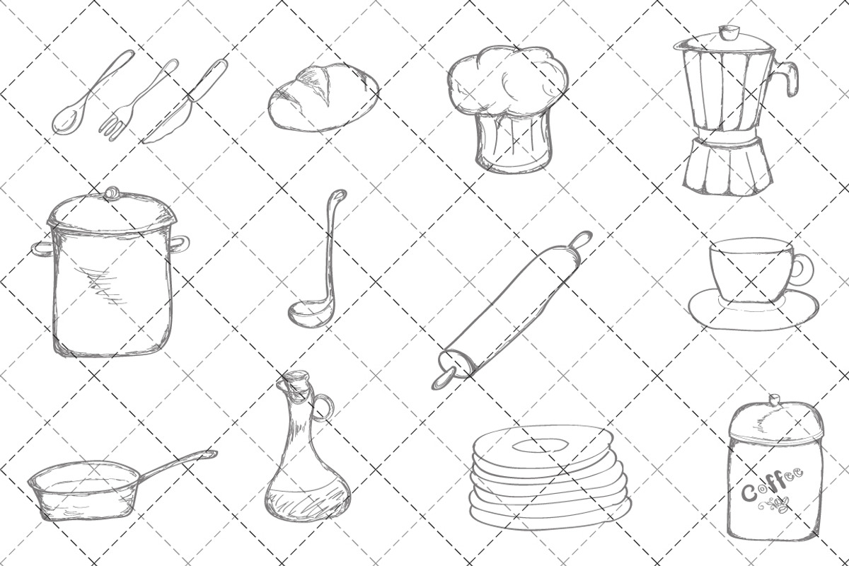 Hand Drawn Kitchen Tools preview 2