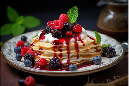 Scrumptious Crepes berries jam, a Food & Drink Photo by Ylivdesign