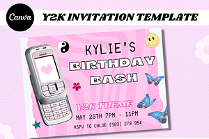 Y2K Retro Invitation Template, an Invitation Template by PLANETSEL
