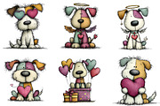 Whimsical Valentines Day Dog Clipart, an Illustration by CreationArt (Thumbnail 4 of 7)