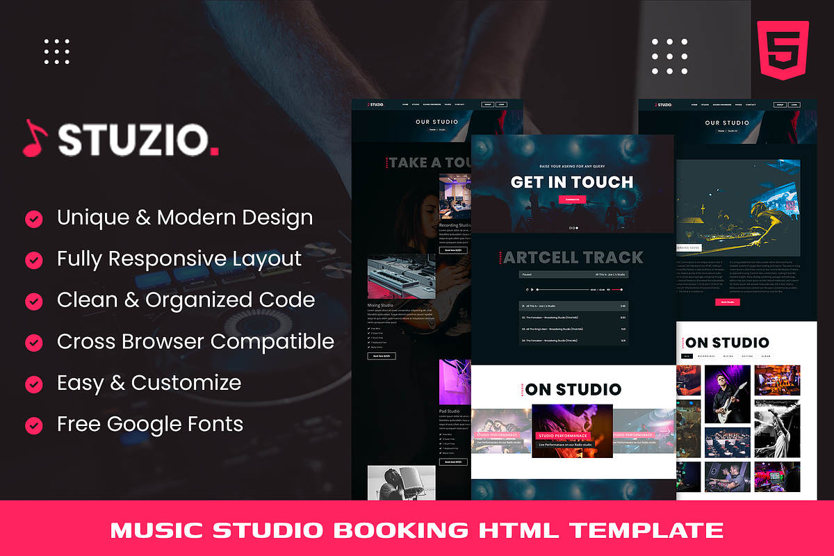 Stuzio -Studio Booking HTML Template, a HTML Template by THESOFTKING (Photo 1 of 3)