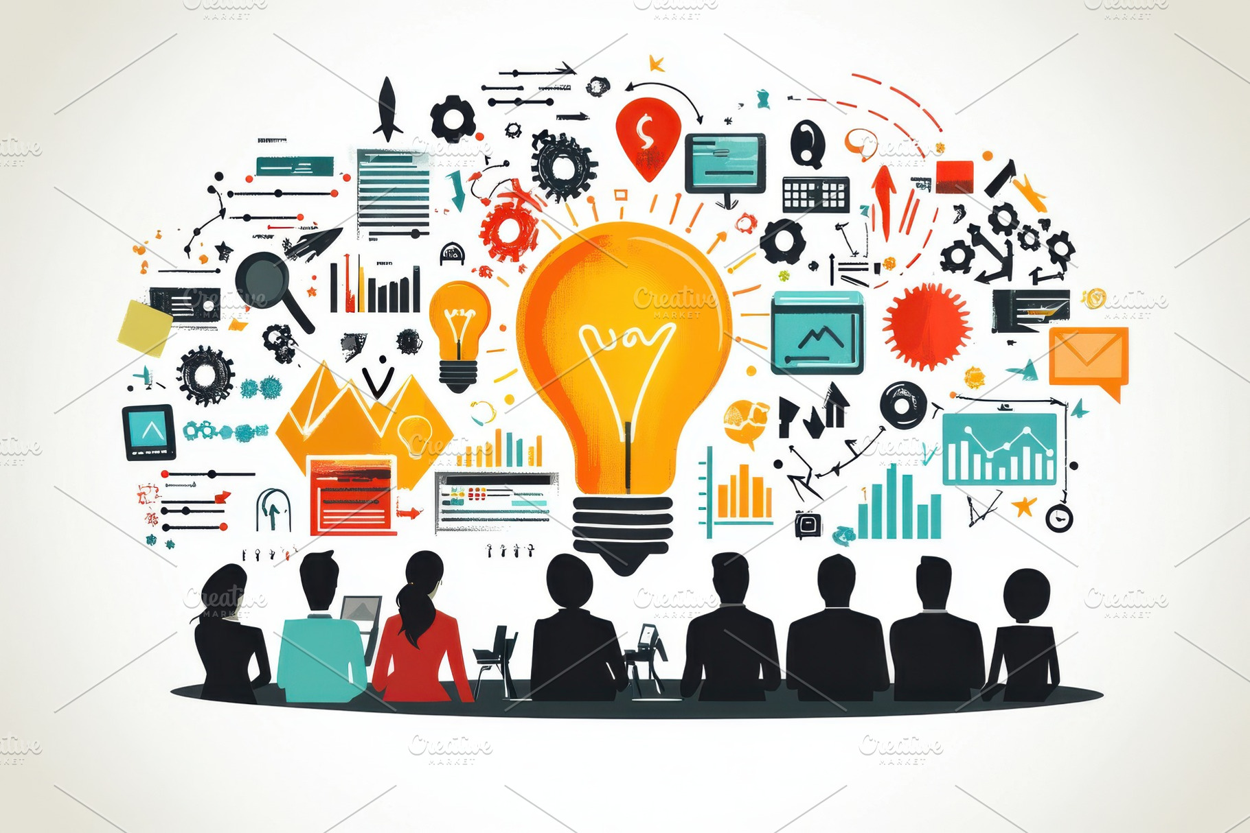 Team brainstorming innovative ideas, a Background Photo by Pixeness