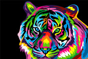 Tiger colorful popart vector artwork, an Animal Illustration by weervector (Thumbnail 2 of 2)