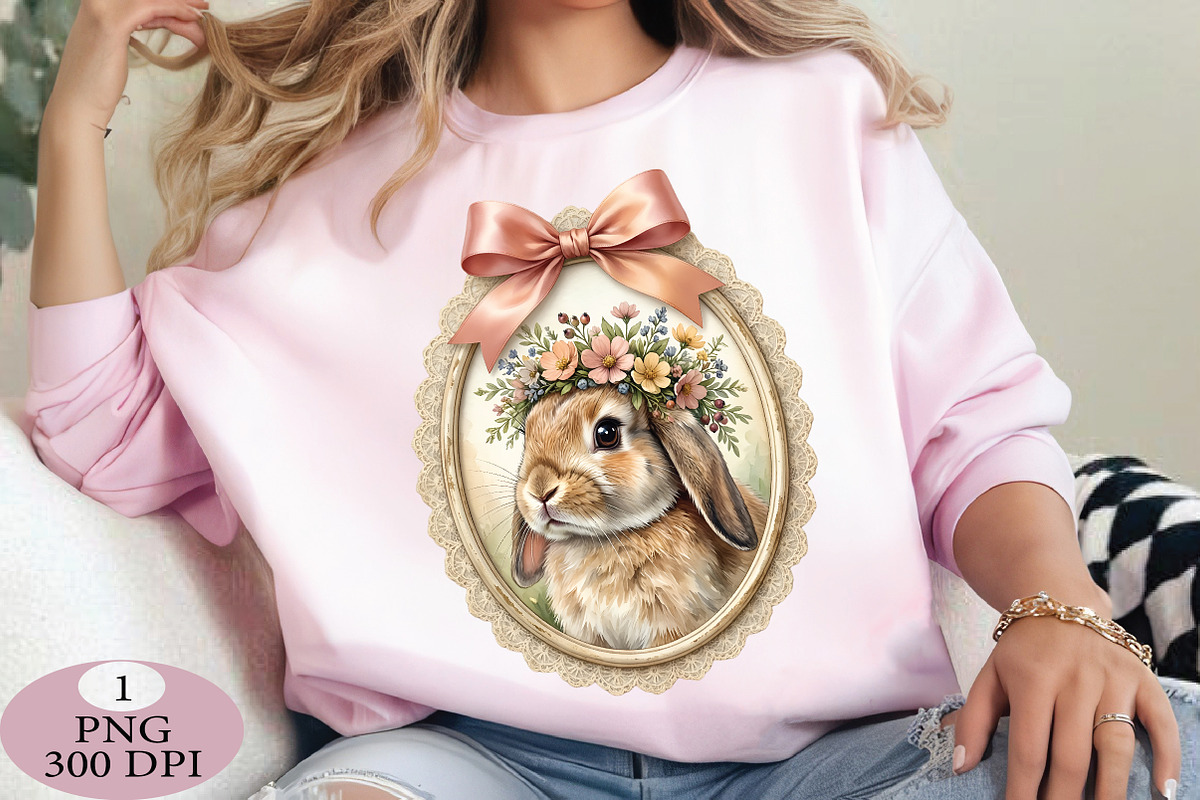 Cute Bunny Mom Floral Crown PNG, an Illustration by Daily.Designs (Photo 4 of 5)