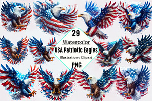 Watercolor USA Patriotic Eagles Bund