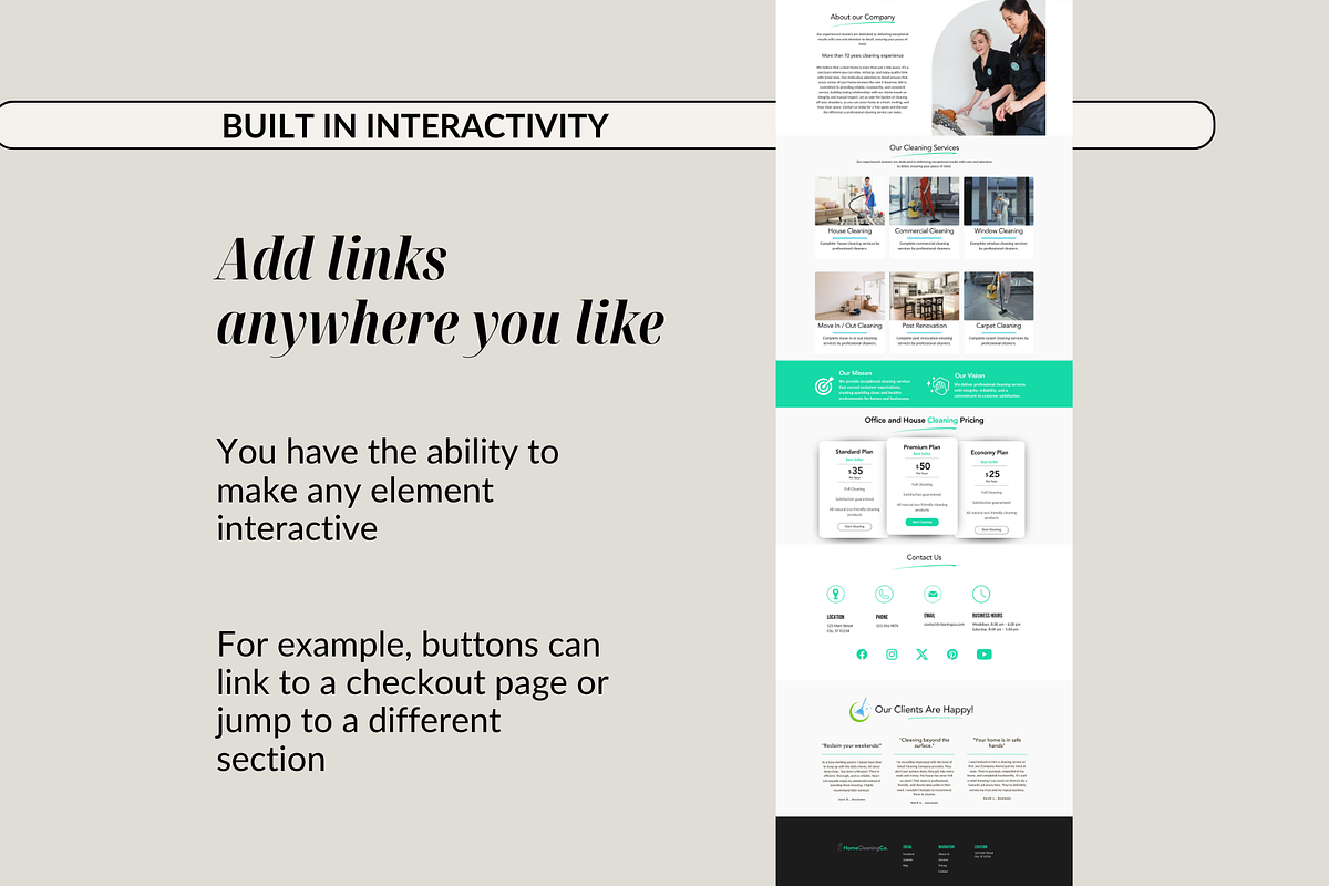 Cleaning Company Website Canva, a Landing Page Template by Preset Pixels (Photo 4 of 9)