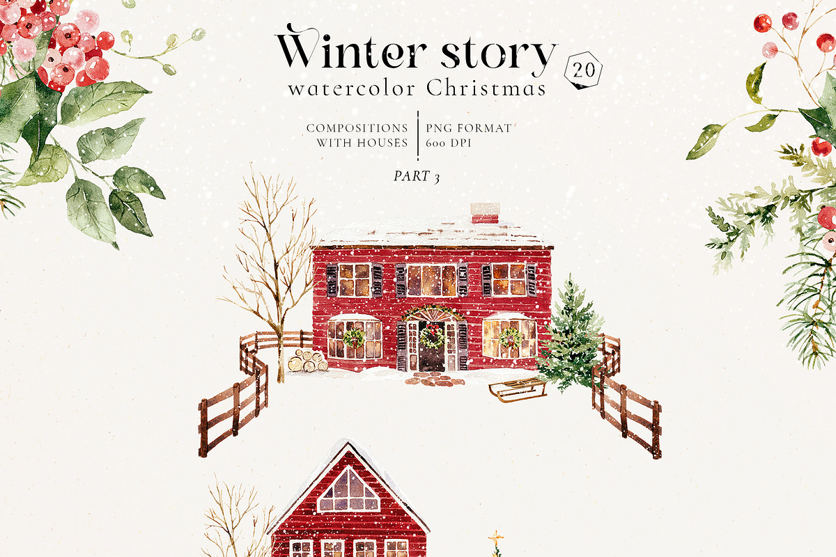 Winter story-watercolor Christmas, a Seasonal Illustration by Pamyatka Shop (Photo 14 of 27)