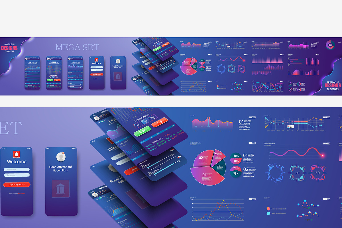 Different UI, UX, GUI mobile, an Object Graphic by ZinetroN