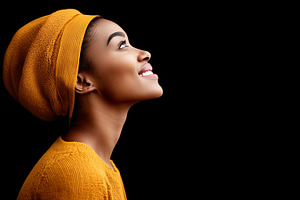 Side-profile portrait of a smiling, a Person Photo by MistyDay
