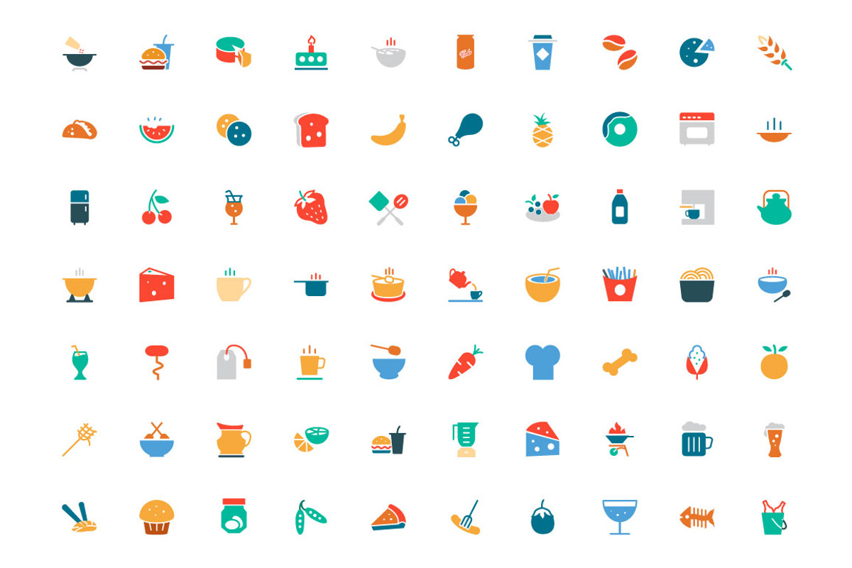 450+ Food Colored Icons, a Solid Icon by Creative Stall (Photo 2 of 5)