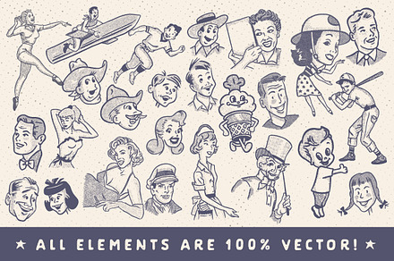 Retro Style Ad Characters, a Work Illustration by Chad Alan Steinborn