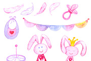 Baby Girl Watercolor clipart, an Illustration by AqwaColor (Thumbnail 3 of 3)