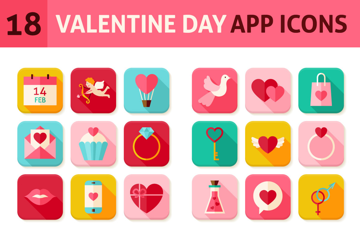 Happy Valentine's Day Vector Icons, a Seasonal Illustration by Anna_leni (Photo 1 of 3)