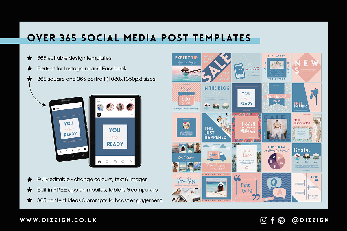 365+ Instagram & facebook templates, a Templates & Theme by Dizzign (Photo 2 of 6)