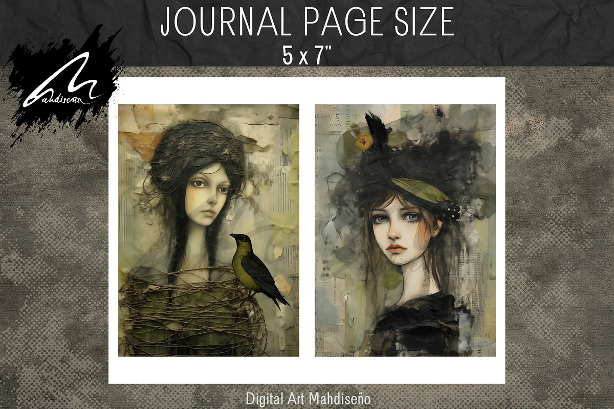 Whimsical Girl and Bird, Mixed Media, a Person Illustration by Digital Art Mahdiseño (Photo 7 of 9)