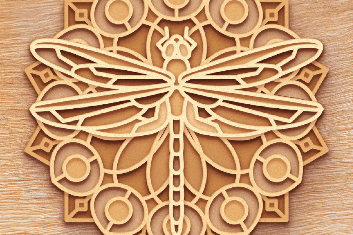 Dragonfly 3D Mandala - Laser cut, an Object Graphic by Arshad Ali (Photo 6 of 8)
