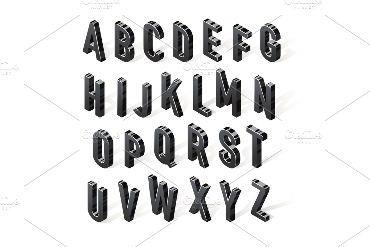 Isometric vector font, 2 colors preview 4