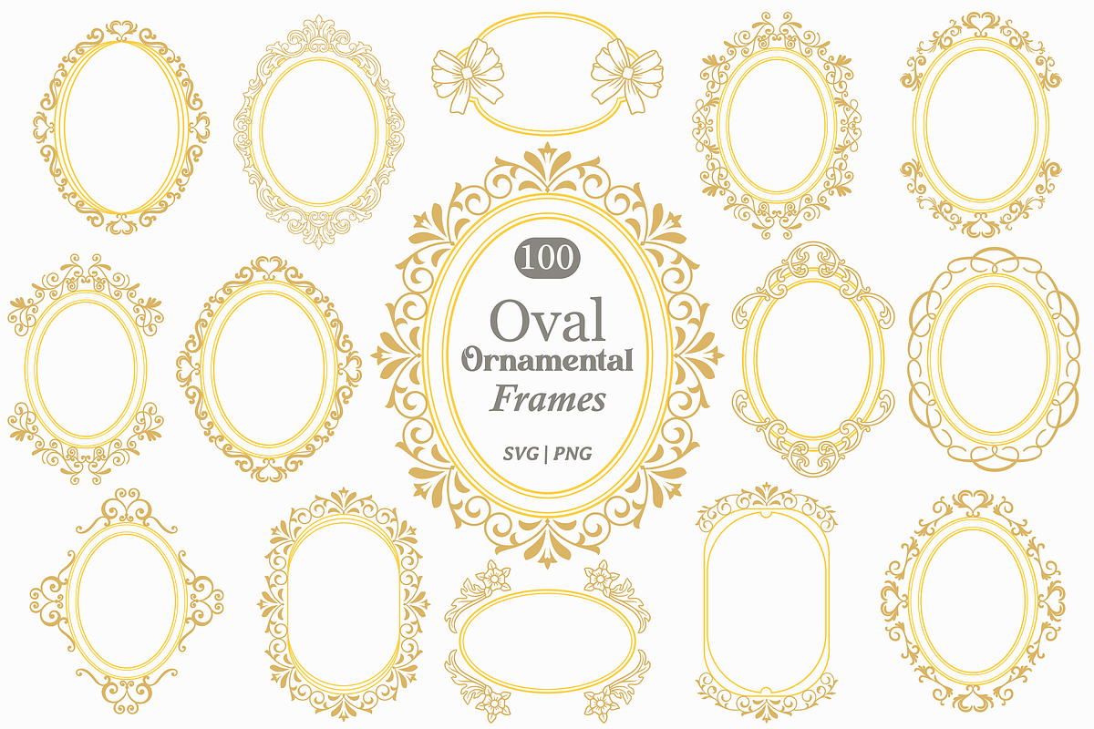 Oval Ornamental Frame Vector Bundle, a Decorative Illustration by Kusumaillustration (Photo 1 of 16)