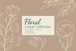 Botanical floral line art set