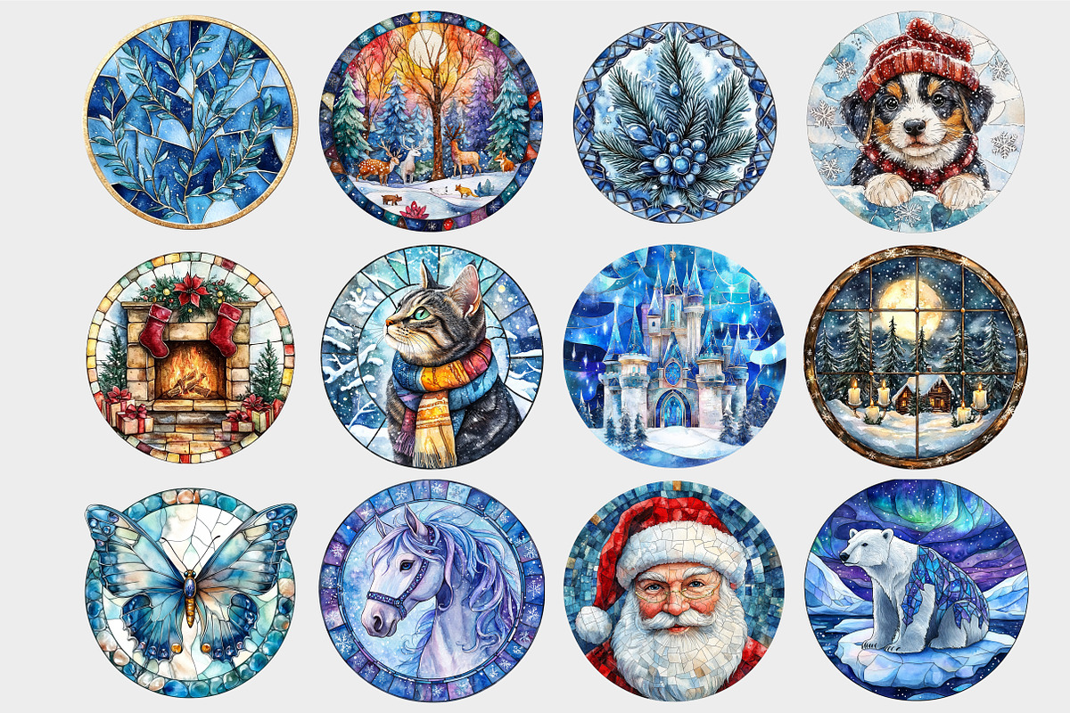 Winter Stained Glass Clipart, a Seasonal Illustration by Design Market (Photo 4 of 5)