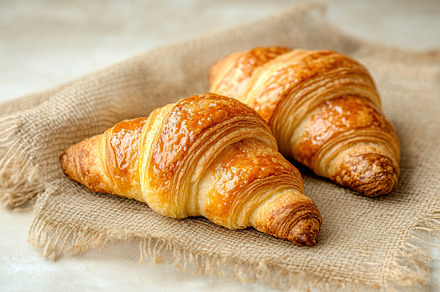French pastry croissants, fresh baked, a Food & Drink Photo by AlyaAnd