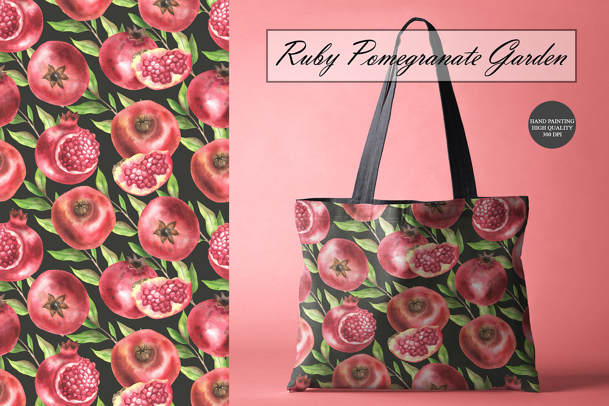 Pomegranate Seamless Patterns, a Food Illustration by OlDm_Shop (Photo 7 of 10)