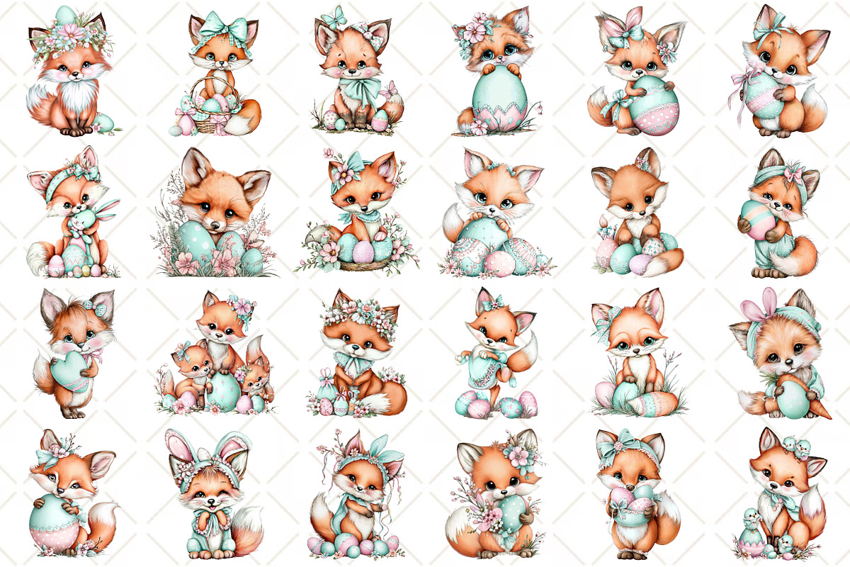 Whimsical Easter Fox Clipart, an Illustration by Black Bird Studio (Photo 2 of 5)