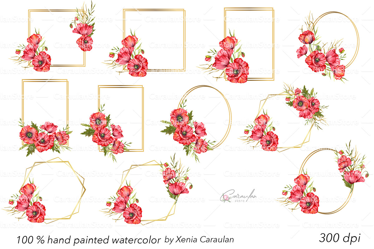 Red Poppy Watercolor Clipart, a Decorative Illustration by CaraulanStore (Photo 5 of 11)