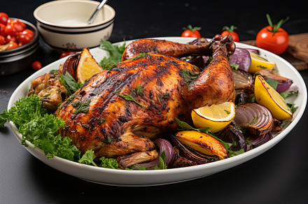 Juicy marinate grilled healthy chick, a Background Photo by Pixeness