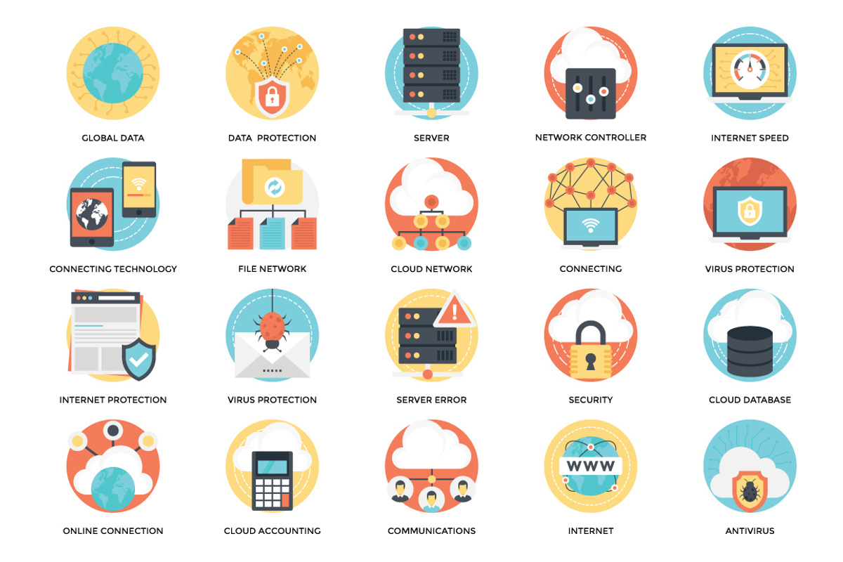 100 Flat Internet and Security Icons, a Duotone Icon by Prosymbols